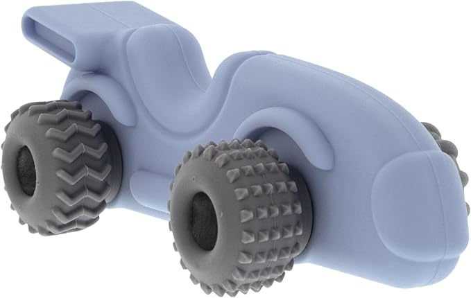 Nuby Silicone Teether Toy for Babies – Textured Teething Car with Moving Wheels, Easy to Hold, Soothes Sore Gums, Encourages Tactile Development & Hand-Eye Coordination, Blue Racecar