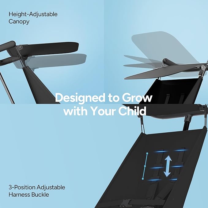 Mompush Jeto Lightweight Travel Stroller – 9.8 lbs Ultra-Compact, One-Hand Fold, Airplane Cabin Approved, All-Terrain Wheels, Smooth Ride for Toddlers, Perfect for Travel & Daily Use