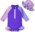 Aalizzwell Baby Girls Long Sleeve One Piece Swimsuit with Hat