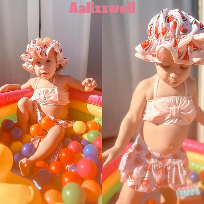 Aalizzwell Baby Girl 2-Piece Bikini Swimsuit with Hat