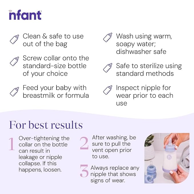 nfant | Extra Slow Flow Nipple, Gold (3ml/min), 4-Pack