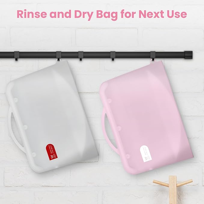 Silicone Microwave Steam Sterilizer Bags with Mini Oven Gloves, ZÜCÜBéBé Reusable Silicone Steaming Bags for Baby Bottles, Breast Pump, Accessories, Great for Home and On-The-Go, White (2PC)