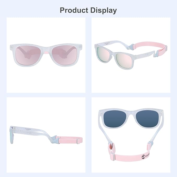 COCOSAND Flexible Baby Sunglasses with Strap Polarized UV Protection for Toddler Infant Newborn Boy Girl Age 0-24 Months