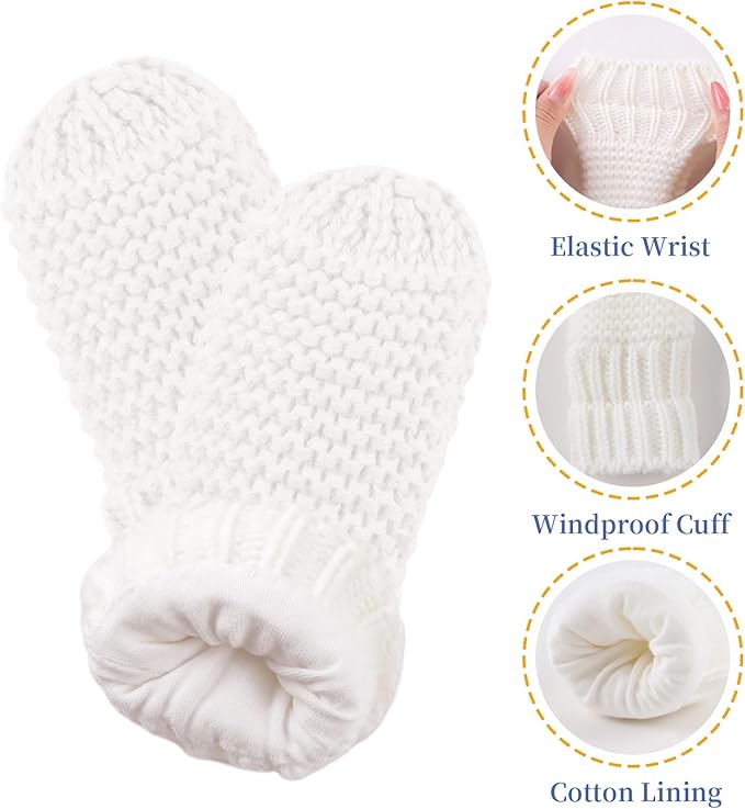 JANGANNSA Cute Bear Baby Beanie Pompom Baby Boys Hat Infant Toddler Winter Knitted Beanies for Girls