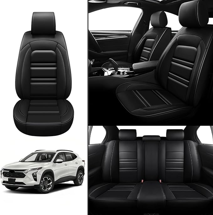 Seat Covers for Chevy trax 2015-2025 | 5-Seats Leather Seat Covers, Easy to Install Automotive Seat Covers Full Set (Full Set, Black)