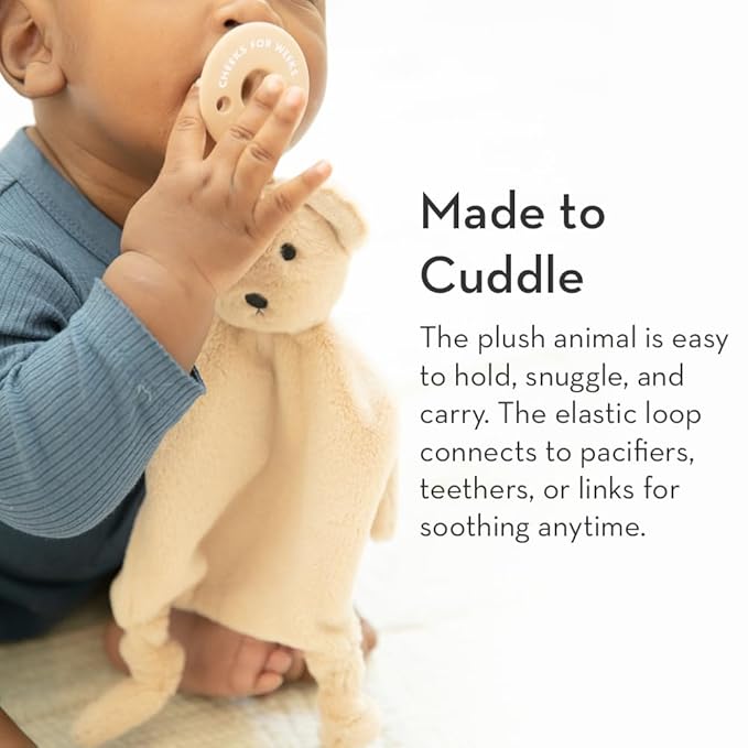 Pacifier Holder with Detachable Pacifier by Bella Tunno, Soft Animal Lovey Snuggle Toy Attaches to Teethers, Baby Gift for Newborn Boys and Girls, Babies 0+ Months, Pig