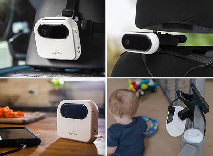 Tiny Traveler Baby Monitor - Tiny Wireless Basic Kit (TT002PBW) with Power Bank - Wireless Baby Car Monitor Camera, 8 Hours Power Bank, Night Vision, Video Record & Share, 5" Touchscreen LCD - White