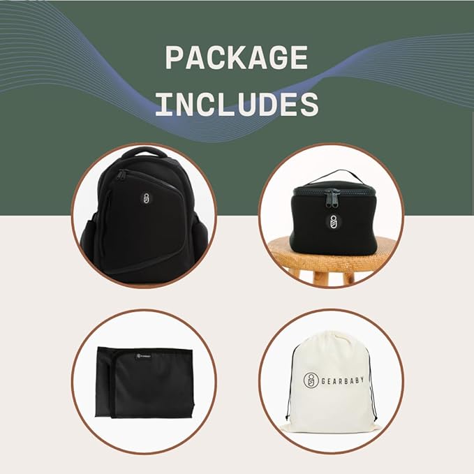 Gear Baby Breast Pump & Diaper bag Compatible with Spectra S1, S2, Medela, Neoprene Wearable Baby Breast Milk cooler Travel Diaper Bag Backpack for Working Mom and Family with Changing Pad (Black)