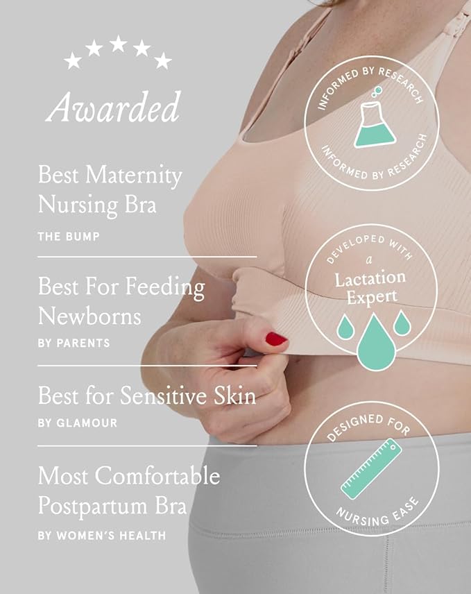 Bodily Everything Bra for Pregnancy, Nursing & Breastfeeding, Soft, Stretchy, Wireless Maternity & Sleep Bra with Clip Down Nursing Access