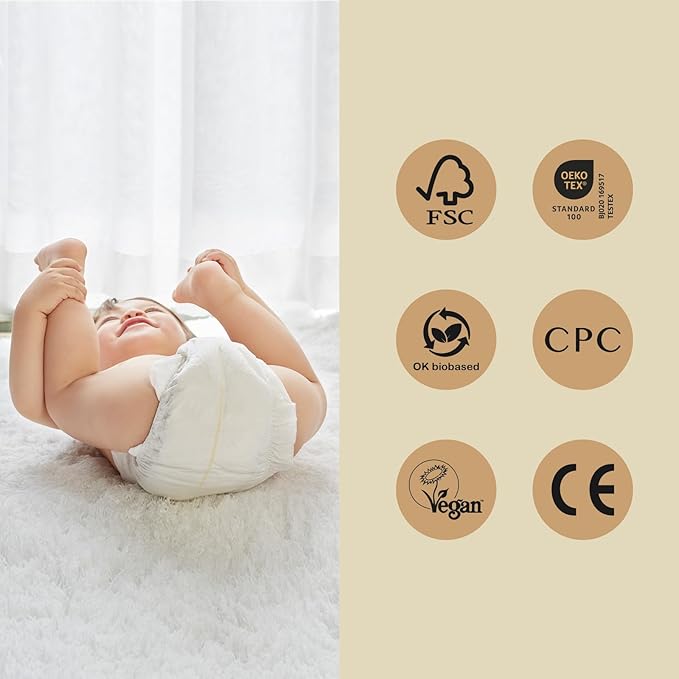 ECO BOOM Diapers, Viscose from Bamboo Diapers, Natural Soft Disposable Nappies for Infant, Size 2 Suitable for 6 to 16lb (Small - 36 Count)