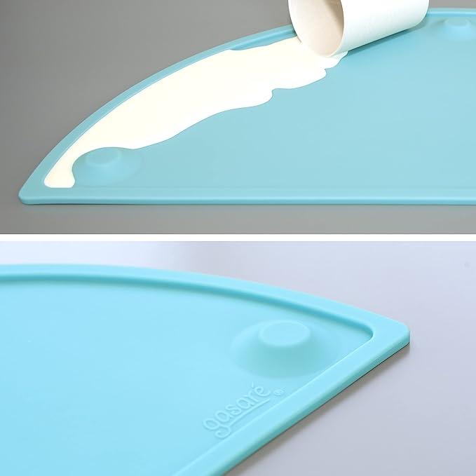 GASARÉ, Extra Large 20 x 11 Inches, Silicone Placemats for Dining Table, Suction Cups, Raised Edges, Non-Slip, Food Grade, BPA Free, Dishwasher Safe, Blue