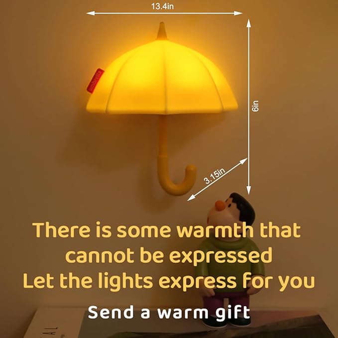 Umbrella Night Light for Kids,Light-Up Magnetic Fridge Lamp, Rechargeable Silicone Lamp for Baby Nursery,3 Levels Dimmable 30 minute timer,Squishy Bedside Night Lamp for Bedroom Kitchen