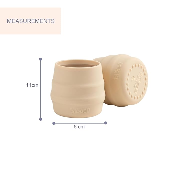 BIBaDO - Sippit Silicone Baby Cup, Fawn (2-Pack) - Open Training Silicone Cups - Soft, Non Slip Grip, Weighted Base - Durable, Dishwasher Safe, BPA Free - Toddler Cups - Baby Essentials - 6 Months+
