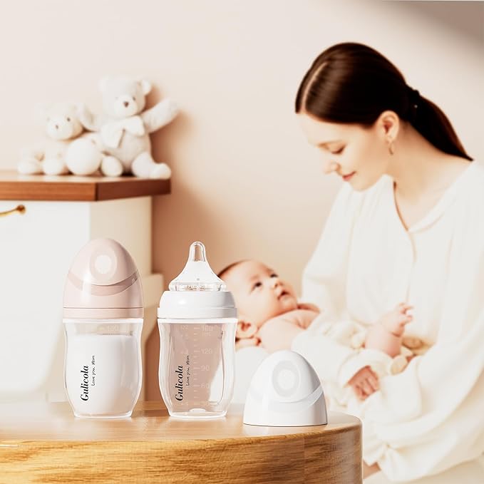 Gulicola PP (NOT Glass) Baby Breastfeeding Bottles Newborn Set 4 Pack, Extra Slow Flow Nipples, 0 Months +, 5 oz - White