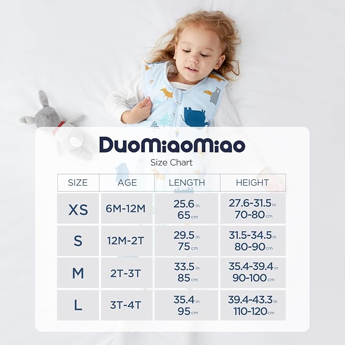 Duomiaomiao 0.5 TOG Toddler Sleep Sack 36-48 Months 100% Cotton Lightweight Baby Sleep Sack with Feet, Breathable Comfy Toddler Wearable Blanket