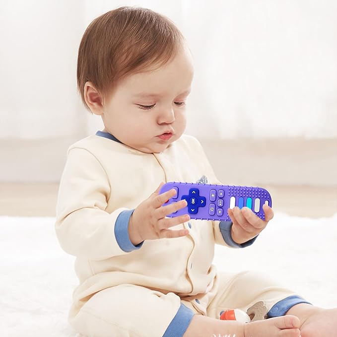 3Pcs Silicone Teething Toys, Remote Control Shape Teethers for Babies Remote Teething Toys, Silicone TV Remote Teether BPA Free/Dishwasher/Refrigerator Safe