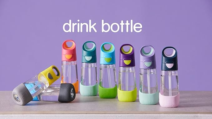 b.box Kids Water Bottle – 20oz Tritan Toddler Drink Bottle with Straw for School, Daycare, Travel w/Easy-Grip Triangular Design, Leak Proof Lid & Handle, BPA Free, Dishwasher Safe (Emerald Forest)