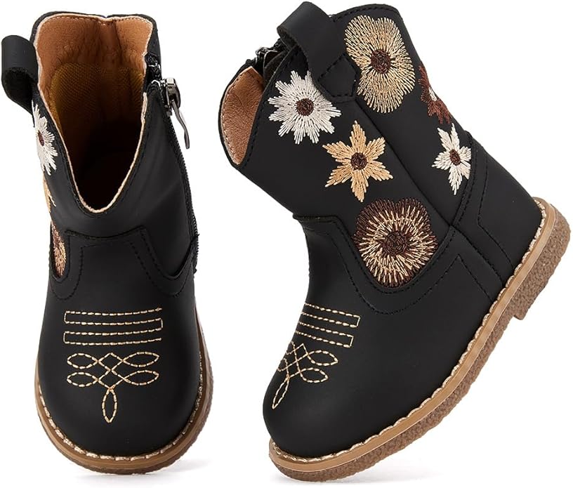 BMCiTYBM Baby Cowboy Cowgirl Boots Infant Western Shoes Boys Girls Round Toe Boots All Seasons 6-24 Months