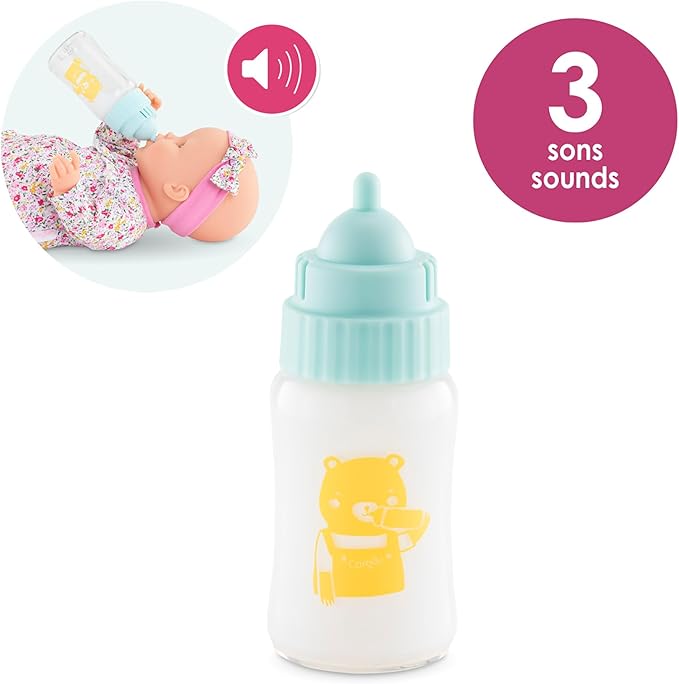Corolle Magic Milk Baby Doll Bottle for 14-17", Interactive Baby Doll Accessories with 3 Realistic Sounds (Crying, Laughing, Sucking), Feeding Sounds, Batteries Included
