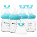 Glass Baby Bottles with Natural Response Nipple Size S - Anti Colic Baby Bottles Wide Neck Slow Flow Baby Bottle (Blue, 6oz (Pack of 4))