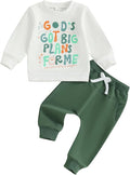 Nyapruwe Toddler Baby Boy Fall Outfit Funny Print Long Sleeve Sweatshirt Joggers Pants Set Kids Warm Winter Clothes
