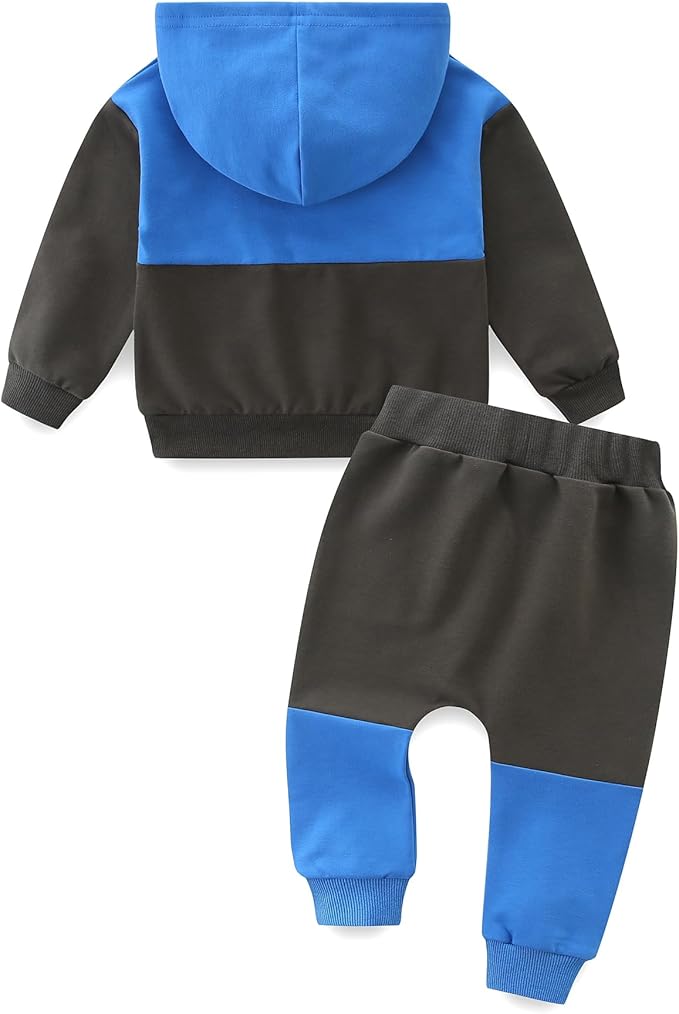 Baby Boy Outfits Short Long Sleeve Pants Clothes Set Spring Summer Hooded Patchwork Sweatshirt