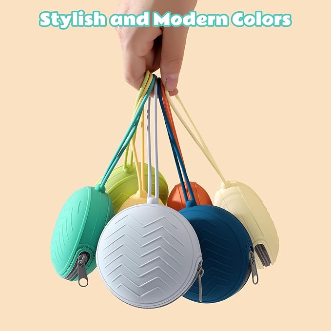 2-Pack Silicone Pacifier Holder Case- Portable Pacifier Cover Pouch Bag, Pacifier Storage Case for Diaper Bag (Avocado/Light Grey)