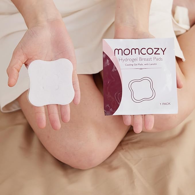Momcozy Hydrogel Nipple Pads with Soothing Lanolin, Soothies Gel Nursing Pads Provide Instant Cooling Relief for, Breastfeeding Essentials, 12 PCS