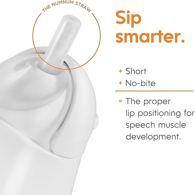 NumNum Baby Straw Cup, Weighted Straw Cup, Spill Proof Sippy Cups with Straw for 6-12 Months, Toddler Drinking Cups, Baby Essentials (1-Pack, Orange)