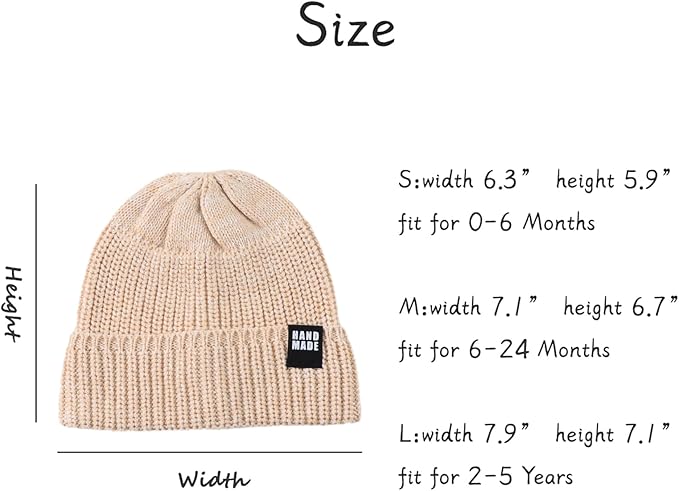 JANGANNSA Simple Knitted Baby Beanie Hip-Hop Boys Winter Hat Toddler Kids Bonnet for Girls 0-5Y
