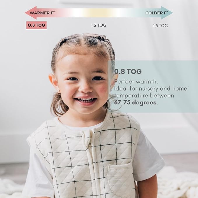 Tealbee Dreamsuit Toddler Sleep Sack with Feet – Walker Sleep Bag with Legs, Rayon made from Bamboo, Summer 0.8 TOG, 2-Way Zipper, 2T-3T - Checkered