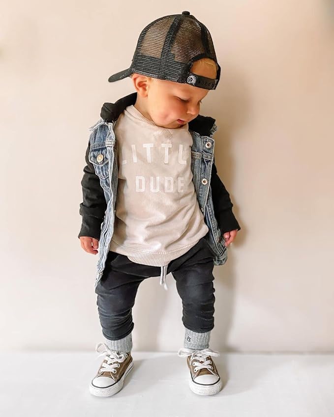 Toddler Baby Boy Clothes Solid Color Long Sleeve Crewneck Sweatshirt Top Casual Pants Set 2Pcs Fall Winter Outfits