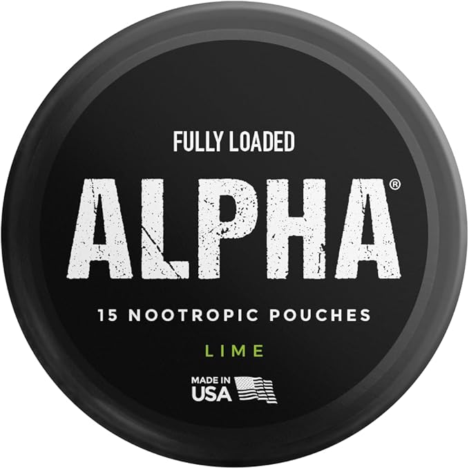 Fully Loaded Alpha Nootropic Pouches (Lime) - 5 Cans - 15 Pouches per can - Effective Nootropic Delivery, Nic Pouch Replacement - Faster Absorption, Alpha GPC, L-Tyrosine, GABA