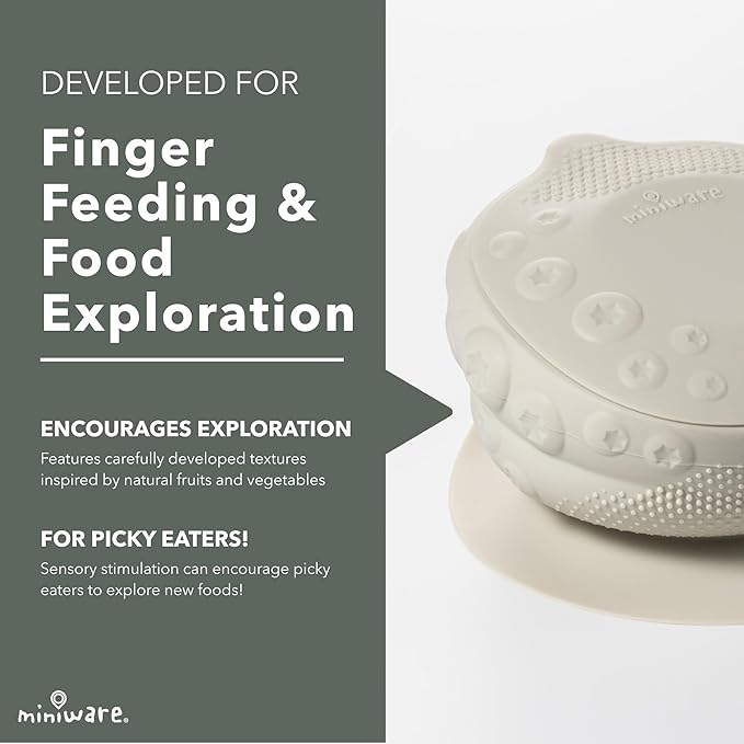 Miniware Sensory Baby Bowl - Oat - Silicone Bowls for baby to Combine Mealtime with Sensory Development - 100% Food Grade Silicone Baby Bowls - BPA Free, Non-Toxic Todddler Bowls