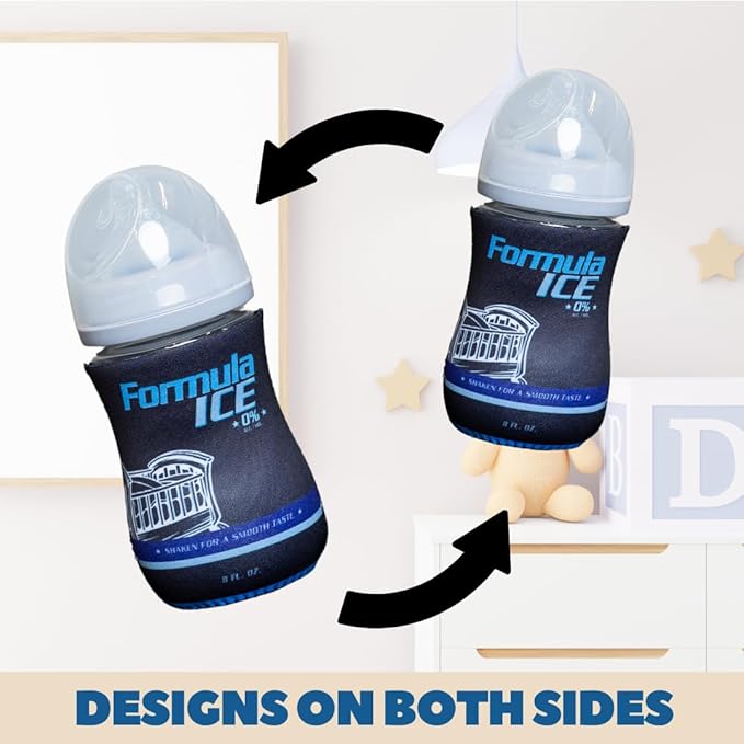 American Beer Themed Coozies for Baby Bottles - Funny Gift for New Parents & Baby Showers - (2 Premium Designed Neoprene Coozies + BPA/Lead/Phthalate Free Bottle Included) (Design 6)