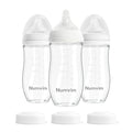 Natural Glass Baby Bottles Gentle & Extra Slow Flow, Newborn Breastfeeding Bottle with Anti Colic Nipple for 0 Months Babies, 3 Packs (White (8 Ounce), 1 Count (Pack of 3))