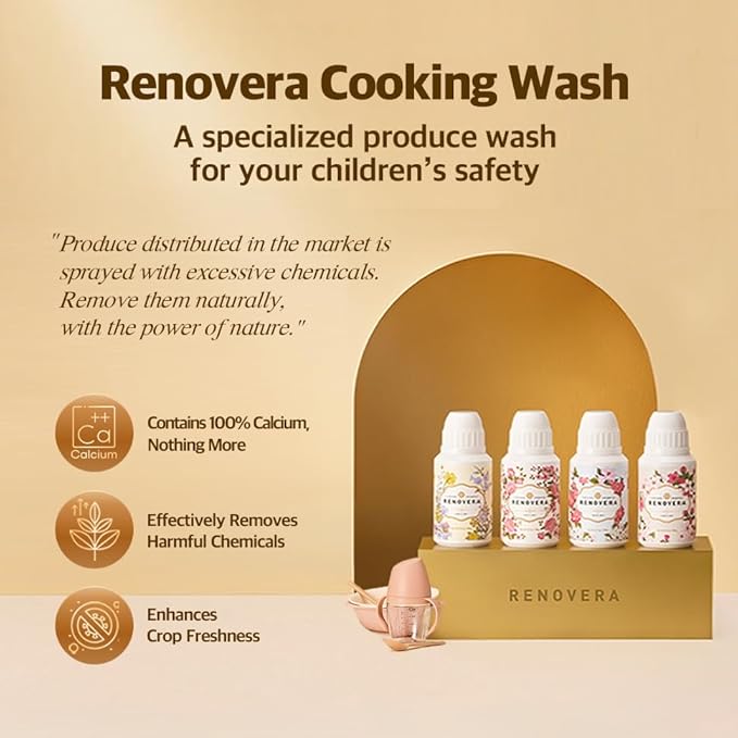 Fruit & Vegetable Wash | Gentle Enough for Baby Food, 1 Bottle Lasts 1 Year, Single Ingredient, Removes Residues, Calcium Helps Keep Produce Fresh 20x Longer