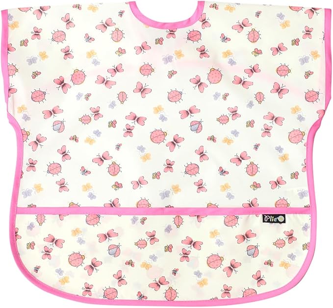 Short Sleeve Waterproof Bib for Toddlers – Feeding Apron for Mealtime, Daycare, Self-Feeding & Messy Play, Baby Bib