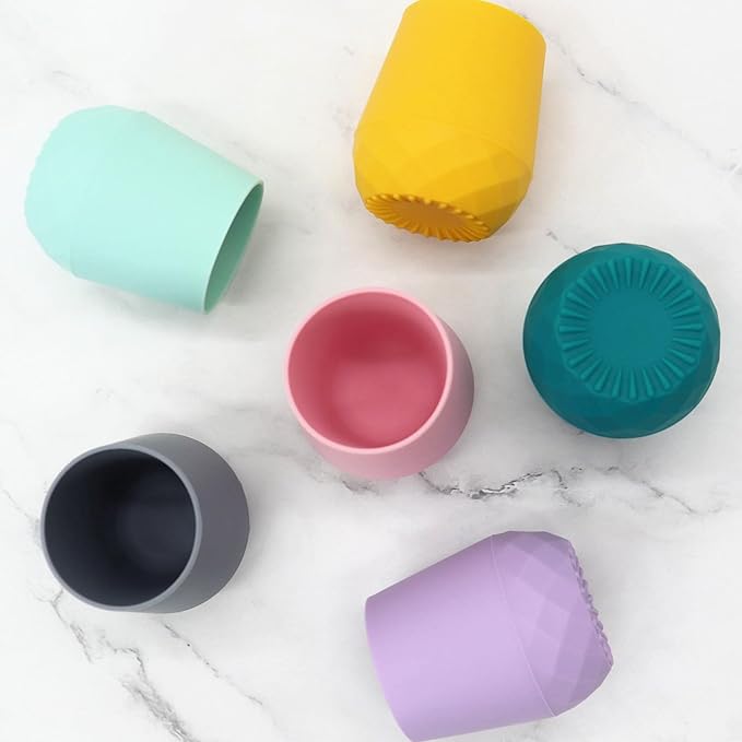 2 Pack Tiny Cup for 4+ Months | Silicone Baby Cups 6-12 Months, Infant Training Open Cup for Baby Led Weaning Supplies, 2oz (Lilac Blush)
