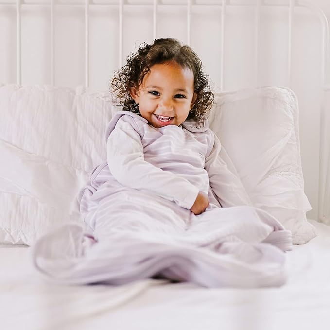 Woolino Toddler Sleeping Bag, 4 Season, Merino Wool and Organic Cotton Baby Wearable Blanket, 2-4 Years, Lilac