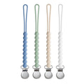 Pacifier Clip for Boys Girls - MORIBOX 4 Pack Paci Clip Soothie Baby Binky Holder for Shower Gift Birthday (Beige+White+Blue+Sage)