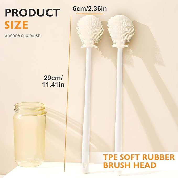 360° Flexible Silicone Bottle Brush with Long Handle,2025 New Multifunction Cleaning Foldable Cleaning Tool,Soft Bristle Silicone Cup Brush for Narrow Neck Bottles,Water Bottles (White/1pcs)