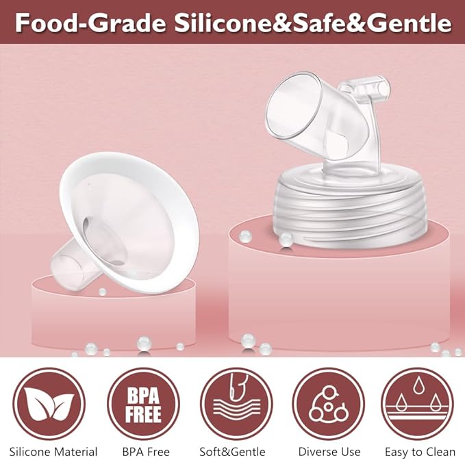 2 Packs 15mm Flange Set, Updated Soft Rim Shield and Wide Mouth Base Connector Pump Parts for Spectra S2 Spectra S1 9 Plus Breastpumps Accessories, 106 Degree Wider Opening Angel