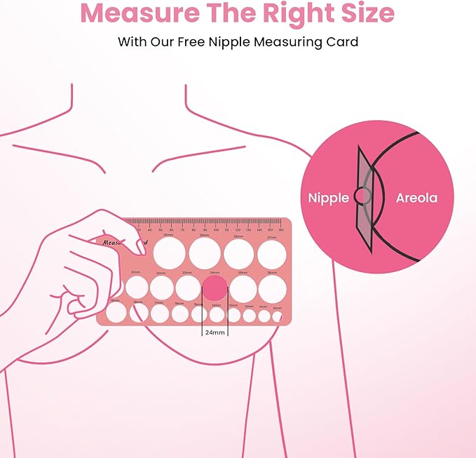 Flange Sizing Kit(10PCS) 13/15/17/19/21mm & Nipple Ruler & Cleaning Brush, Silicone Flange Insert for 24mm Flanges/Shield (Momcozy/Spectra/Bellababy), Breastfeeding Essentials for Moms