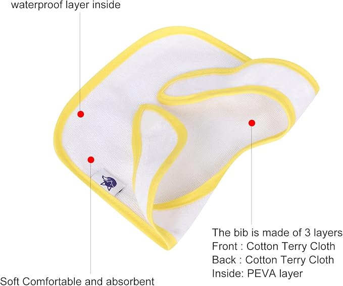 SPINFOX Waterproof Baby Bibs for Girls, Boy, Unisex Drool Bib Cotton Solid Knit Infant Feeding Bibs