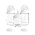 Natural Glass Baby Bottles with Gentle & Extra Slow Flow Nipples, Newborn Breastfeeding Bottle, Anti-Colic, Includes 1pcs SS Nipples(0 Month+) 2pcs S Nipples(1m+),3 Packs (White 3 Oz + 5 Ounce)