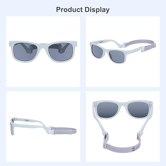 COCOSAND Flexible Baby Sunglasses with Strap Polarized UV Protection for Toddler Infant Newborn Boy Girl Age 0-24 Months