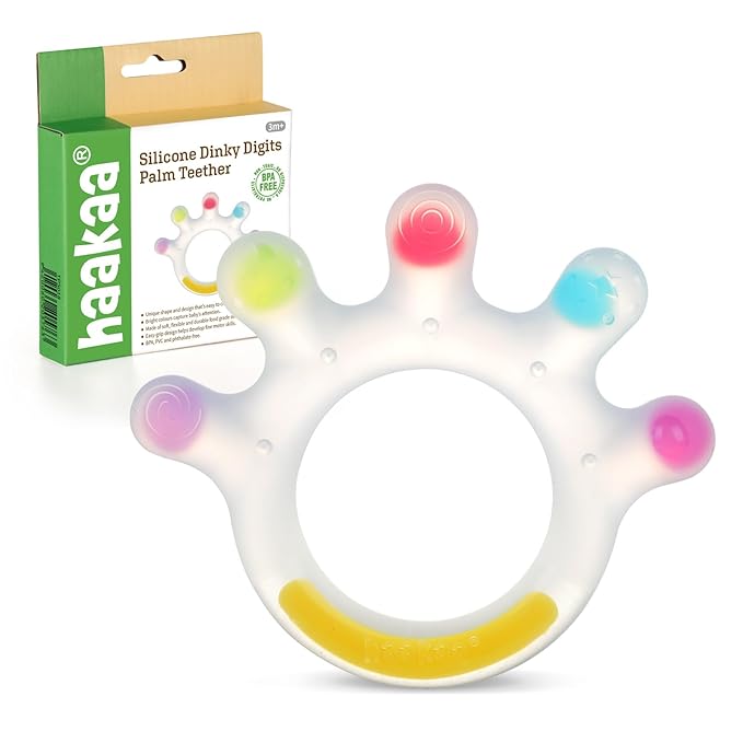 Haakaa Dinky Digits Palm Teether, Baby Teething Toys, Food Grade Silicone Teethers for Babies 0-6 Months/6-12 Months, BPA Free Teething Relief Baby Chew Toys
