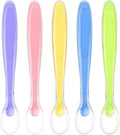 Vicloon Baby Silicone Spoons, 5 PCS Baby Training Feeding Spoons for First Stage 4 Months Toddlers, Infants Utensils Feeding Supplies, Soft Tip BPA Free Gum-Friendly Dishwasher Boil-Proof