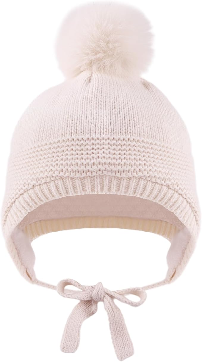 JANGANNSA Basic Winter Baby Boys Beanie Pompom Knitted Girls Hat Kids Earflap Beanies Warm Infant Toddler Hats